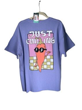 NWT Notice The Reckless Indigo Just Chilling Ovt OS Petite Boyfriend Tshirt